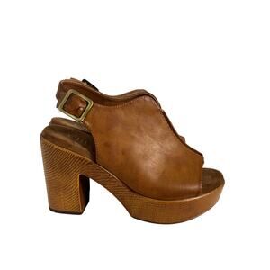 Cliffs by White Mountain Womens 7.5 M Brown Faux Leather Platform Heels Sandals